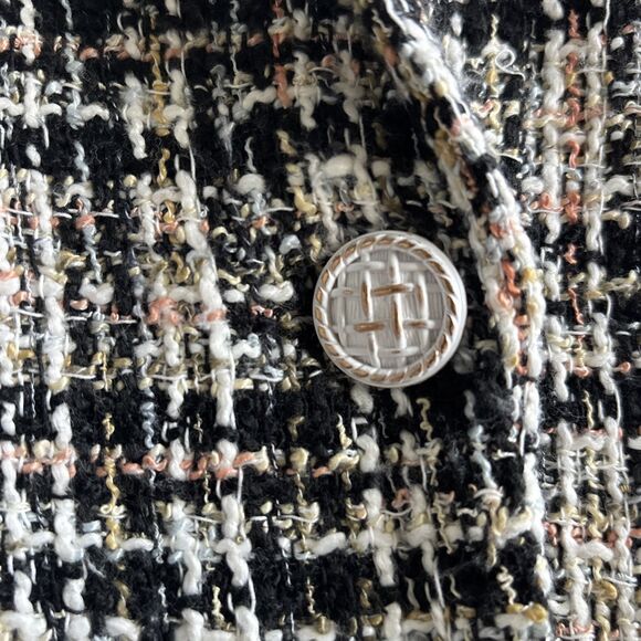 POL Oversized Plaid Long Blazer Heavy Tweed Plaid Blazer Jacket Size Large - Picture 5 of 11